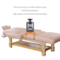 Table de massage en bois de style chinois avec grand rangement, lit de spa incurvé réglable en hauteur pour salon, fabriqué en bois massif
