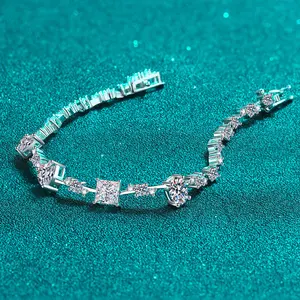 Pulsera de moissanita de diosa de temperamento Premium moda plata esterlina 925 pulsera de piedra multipreciosa fábrica gran oferta