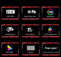 Fábrica sin marco OEM escritorio montado en la pared 21,5 pulgadas 75hHZ 100HZ pequeña pantalla portátil monitores Lcd VESA montaje Monitor de computadora