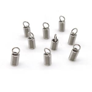 Пружинные обжимные застежки из нержавеющей стали с серебристым кожаным шнурком, концы, заглушки, соединители для изготовления браслетов, ожерелья, ювелирных изделий - Product Image 1