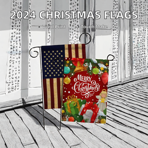 2025 nouveau Offres Spéciales 100% Polyester couleur 12x18 ''drapeaux <span class=keywords><strong>de</strong></span> jardin <span class=keywords><strong>de</strong></span> noël simple et Double face décor extérieur Style <span class=keywords><strong>fanion</strong></span> - Product Image 2