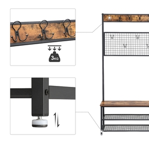 VASAGLE Industrial Style Entryway Organizer Furniture <strong>Standing</strong> Metal Wooden Clothes <strong>Hat</strong> Coat Rack With Shoes Rack - Product Image 4