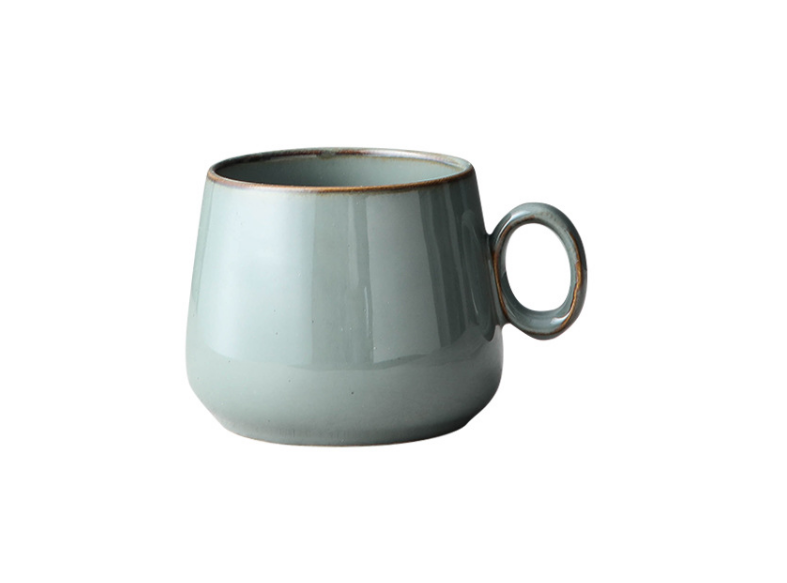 JanYoo Tazza Da Tè In Ceramica 200 Ml Con Coperchio, Colino E Manico In Palissandro - Smalto Sfumato Verde - 2