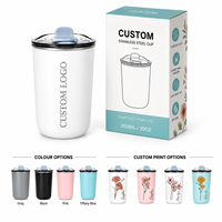 Gobelet à café isotherme personnalisé en acier inoxydable à double paroi de 10 oz avec couvercle transparent, idéal pour les boissons quotidiennes