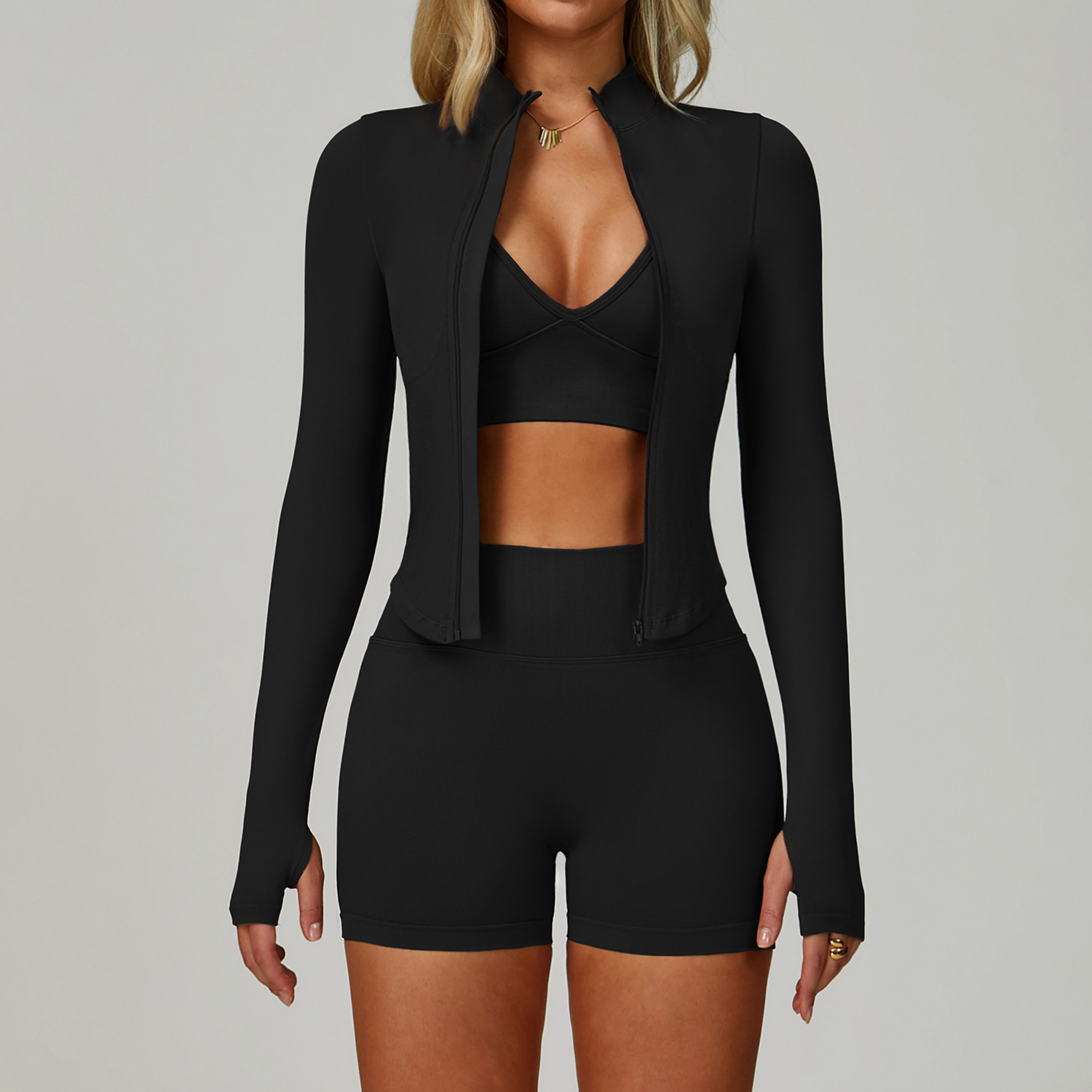 Jacket+Bra+Shorts-Black