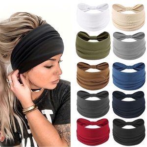 <span class=keywords><strong>Bandeau</strong></span> de <span class=keywords><strong>sport</strong></span> extensible uni à bord large pour femme, style européen et américain, idéal pour le yoga et la fixation des <span class=keywords><strong>cheveux</strong></span> à la taille - Product Image 2