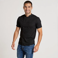 Veste de chef pour homme à manches courtes, uniforme de cuisine respirant, veste de chef à dos en maille ventilée, blouse de laboratoire en tissu polyester tricoté