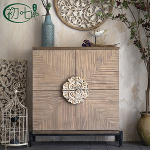 Chu Qi Solid Wood Entryway Cabinet 92x47.5x99.5cm Storage Living Room Furniture <b>Retro</b> <b>Decorative</b> Cabinet - Product Image 1