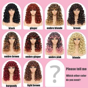 Nuevas Pelucas <span class=keywords><strong>Afro</strong></span> Cortas Rizadas con Flequillo para Mujer, Cabello Sintético Esponjoso, Peluca sin Pegamento, Completa para Uso Diario y Fiestas, Venta al por Mayor - Product Image 6