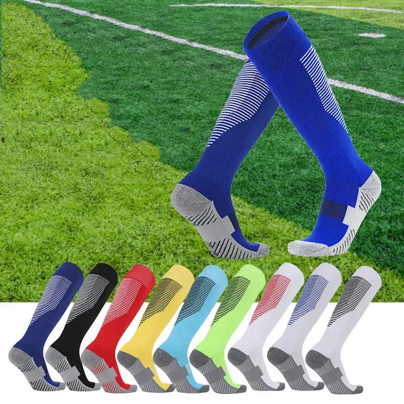 ต่ํา Moq เด็กกีฬาฟุตบอลฟุตบอลถุงเท้ายาวเหนือเข่าเบสบอลฮอกกี้ถุงเท้าเด็กผ้าฝ้ายสแปนเด็กซ์ถุงเท้ากีฬากลางแจ้ง