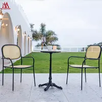 Neue Design Möbel Balkon Rattan Wicker Garten Stuhl Und Tisch Indoor Outdoor Dining Stapelbar Stahl Framer Arm Stühle