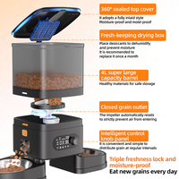 Comedero Inteligente para Mascotas de Plástico Resistente de 4L, Dispensador Automático de Alimentos para Perros y Gatos con Doble Salida, Pantalla LCD y Control de Porciones Programable
