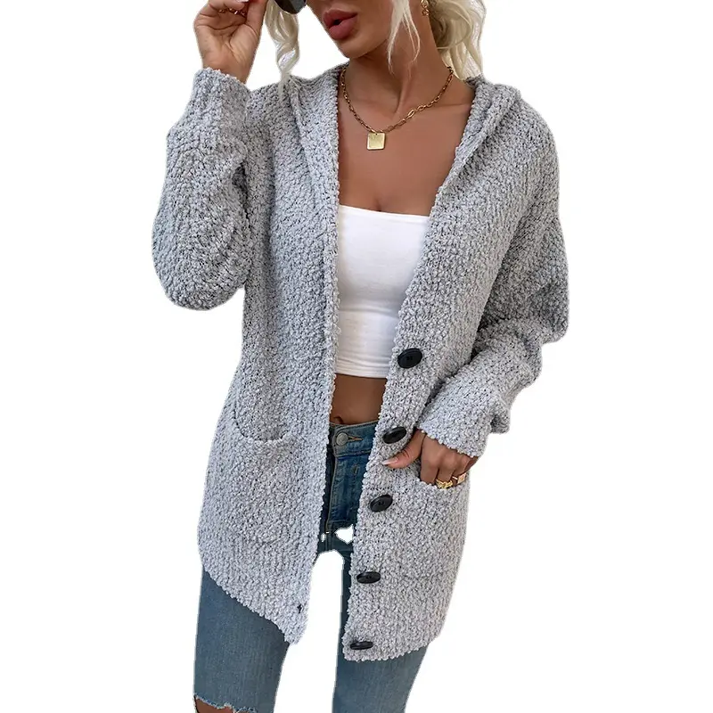 Fall Custom Ladies Coat Jacket Outwear designs Casual Long Sleeve V Neck Women sexy Knitted Cardigan Sweater