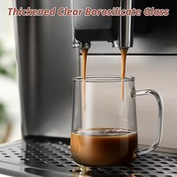 Vaso de Vidrio de Borosilicato Apto para Microondas, Aislado, Ecológico, de 16 oz, con Forma Minimalista y Posavasos a Juego para Bebidas de Oficina