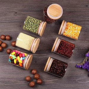 Design moderno di vetro di stoccaggio di spezie Set di <span class=keywords><strong>barattoli</strong></span> con coperchio di bambù bottiglie di condimento da cucina con <span class=keywords><strong>chiusura</strong></span> sigillata - Product Image 5