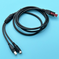 Câble USB vers USB Type B + Hosiden 3Pin Din Y personnalisé alimenté par 24V pour imprimante de reçus POS, terminal EPOS
