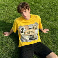 Hochwertiges Vintage-Style T-Shirt mit individuellem Druck, 100% Baumwolle, Oversize-Streetwear, lässiges Herren-T-Shirt mit Distressed-Details und Rundhalsausschnitt