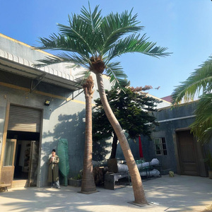 Pohon kelapa buatan daun merah muda hijau batang serat kaca besar 2m 3m pohon palem logam luar ruangan Kanada pohon palem tanaman tropis palsu - Product Image 3