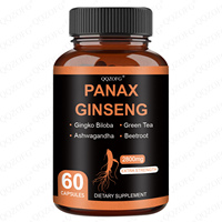 Capsules de ginseng Panax haute puissance 2800 mg par portion, stimulant naturel de l'énergie et amélioration de la densité osseuse, soutien adaptogène pour adultes
