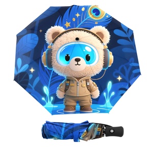 Parapluie pliant automatique manuel portable pour adultes, résistant au vent et aux jours de pluie, en pongee 190T, avec cadre en métal noir et poignée en plastique - Product Image 1