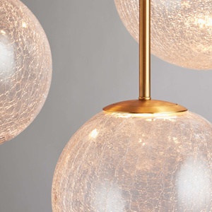 Nordic moderno elegante lampadario in vetro Crackle soffiato a mano lampadario a LED integrato per la decorazione della casa soggiorno sala da pranzo - Product Image 4