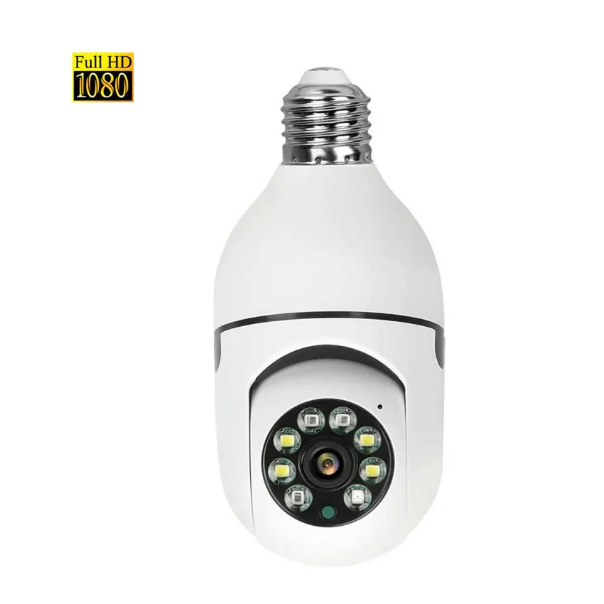 Ücretsiz kurulum otomatik insan algılama ev CCTV wifi kamera uyumlu akıllı uygulama 1080P tam HD ampul gözetim kamera