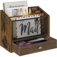 Caja de Almacenamiento de Madera para Periódicos y Revistas, Organizador de Escritorio para Oficina, Carpeta de Libros con Compartimentos, Estante de Almacenamiento con Cajones