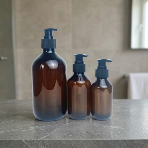 Custom Logo PET Pump <b>Bottle</b> <b>Refillable</b> Plastic Container 300ml/500ml Silk Screen Printed Amber Green <b>Shampoo</b> Lotion Packaging - Product Image 4