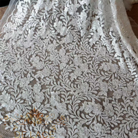 Tissu en dentelle à paillettes DALACE JZQ avec broderie florale en tulle faite à la main pour robe de mariée