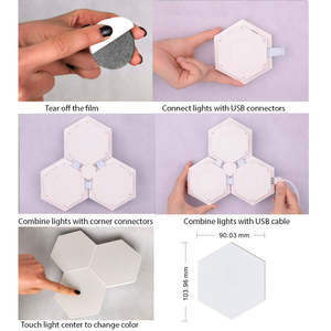 USA In-Stock White LED Night Light Removable Hexagonal Smart Home <b>Wall</b> <b>Lamp</b> with Quantum Modular Touch Hexagon Geometry Design - Product Image 3