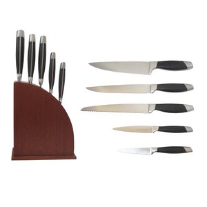 6Pcs forjado cuchillo con Sapelli bloque de madera - Product Image 1