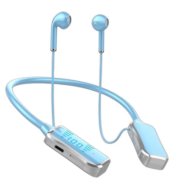 Wireless Neckband Headphones 48H Long Playtime, Magnetic Earbuds LED Power Display, ENC Call Noise Reduction for Travel Workout