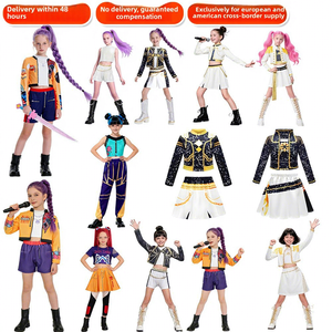 Nuevo Conjunto de Disfraces de Cazadora de Demonios y Brujas para Niñas 2026, para Halloween, en Negro y Dorado, de Poliéster - Product Image 1