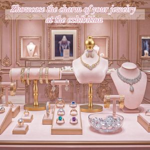 Présentoir à bijoux élégant en velours pour colliers, bracelets et bagues, idéal pour les boutiques - Product Image 4