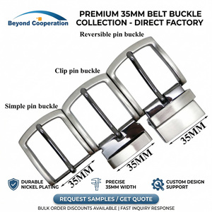 Fibbia per <span class=keywords><strong>Cintura</strong></span> da Uomo Premium 35mm in Lega di Zinco, Classica Reversibile con Perno, Accessorio in Metallo Personalizzabile con Logo, per Cinture Business e Casual - Product Image 1