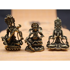 Porte-clés Bouddha Tibétain en Laiton Massif, Ornement Pipa Bouddha, Pendentif Thème Dieu de la Richesse Jaune, Cadeau Unisexe - Product Image 2