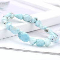 Larimar Gemstone Guérison Cristal Pierre Naturelle Pour La Fabrication De Bijoux 8-10mm Larimar Tumbled Nugget Bracelet