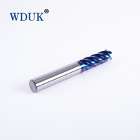 Fraise à queue en carbure monobloc à 4 dents avec revêtement nano bleu en acier au tungstène pour l'usinage CNC de moules en acier trempé HRC65