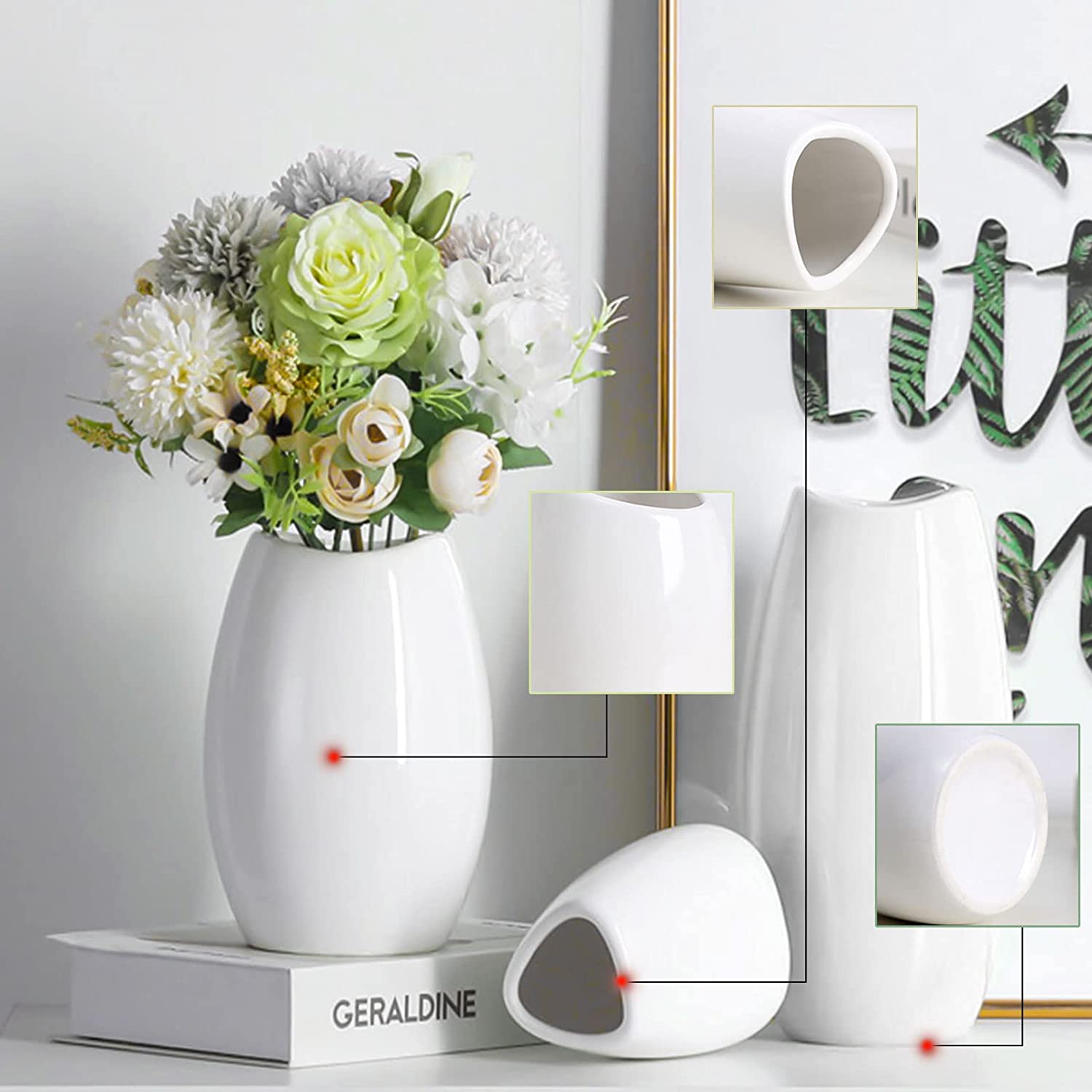 Ins stile nordico bianco creativo salotto arte decorazione di fiori di ceramica