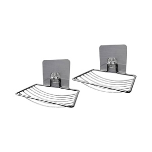 Porte-savon auto-drainant pour douche, plateau de rangement adhésif sans perçage - Product Image 1
