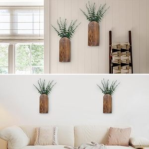 Plante suspendue en <span class=keywords><strong>bois</strong></span> brun naturel de haute qualité, <span class=keywords><strong>vase</strong></span> <span class=keywords><strong>mural</strong></span> pour chambre à coucher - Product Image 3
