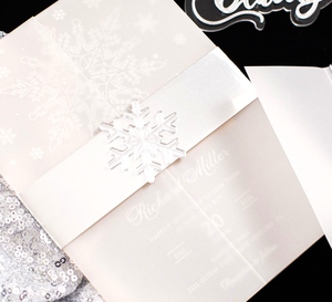 <strong>Winter</strong> Theme clear Acrylic <strong>Wedding</strong> <strong>Invitations</strong> with Trifold Vellum Wrap Snow-Shaped Tag Decor Marriage Celebration Party Invites - Product Image 3