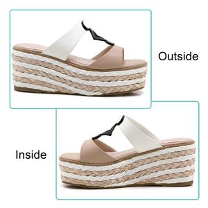 Sandales <span class=keywords><strong>compensées</strong></span> à plateforme pour <span class=keywords><strong>femme</strong></span>, modèle 2022, confortables, tendance, avec bride à boucle, tressées, style espadrille, bout pointu, strass, été - Product Image 4