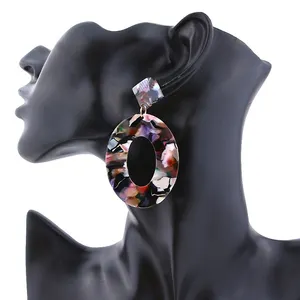 Bohemian popular hot sale fashion big statement acrylic acetate christmas wedding drop earrings jewelry for women