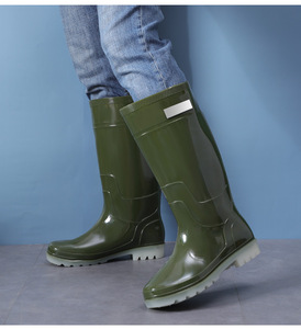 Bottes de pluie hautes pour femmes, chaussures d'eau pour femmes, bottes de pluie à tube long, chaussures imperméables tendance, surchaussures de travail - Product Image 3