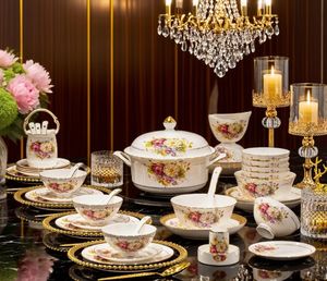 Household High-end Bone China Chinese Style Light Luxury <b>Dinnerware</b> <b>Sets</b> Fashionable Design Fade Resistant Ceramic Tableware - Product Image 1