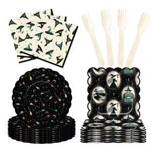 DAMAI Halloween Party Supplies Halloween Paper Plates Napkins Party Disposable Tableware Set Birthday Favor for Halloween Party - Product Image 4