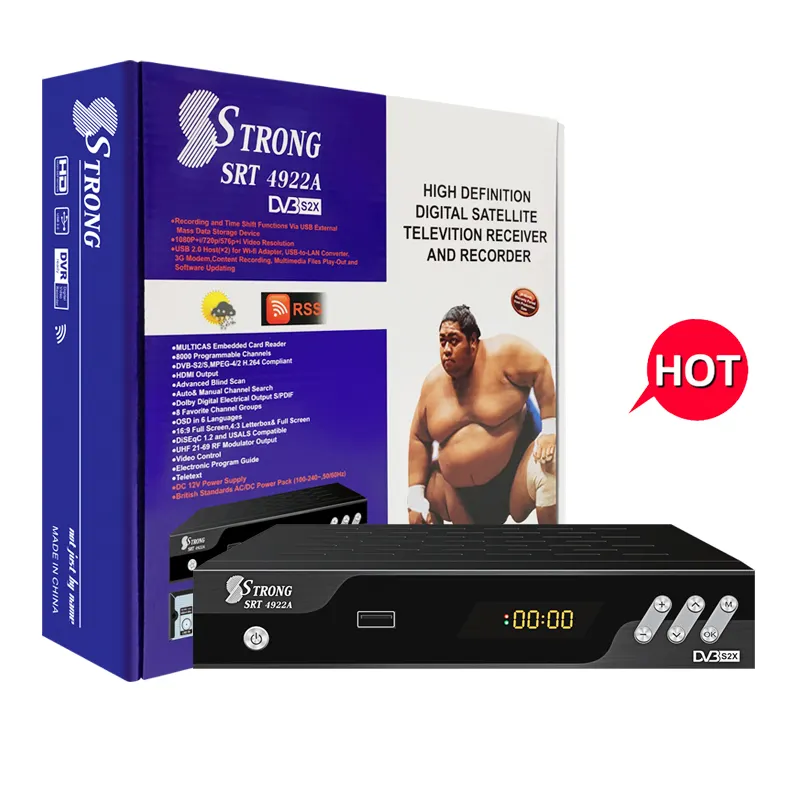 STRONG 4922A New dvb s2 antenna satellite mediastar 2727 receiver set top box dvb-t2 tdt for colombia