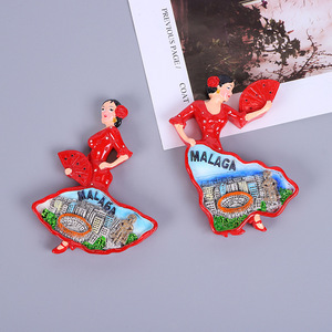 Imán de Resina 3D de Bailarina de Flamenco, <span class=keywords><strong>Barcelona</strong></span>, España, Recuerdo, Regalo Turístico, Adhesivo Magnético - Product Image 3