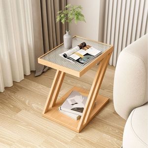 Mesa Auxiliar en Forma de Z Sante con Superficie Acrílica, para Almacenamiento, Sala de Estar, Sofá, Mesa de Noche - Product Image 1